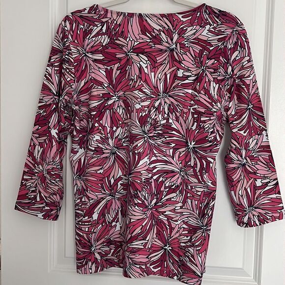 Appleseeds Shades of Pink & White Floral Cotton Spandex Top NWOT - Picture 5 of 7